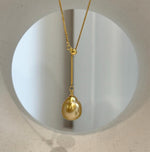 Elly’s 11.9x13.6mm South Sea deep tea golden ocean pearl cool Pendant Y-Lariat Necklace Set: Extreme luster mirrored. To 19.1“
