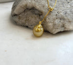 Elly’s 11.9x13.6mm South Sea deep tea golden ocean pearl cool Pendant Y-Lariat Necklace Set: Extreme luster mirrored. To 19.1“