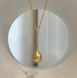 Elly’s 11.9x13.6mm South Sea deep tea golden ocean pearl cool Pendant Y-Lariat Necklace Set: Extreme luster mirrored. To 19.1“