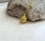Elly’s 11.9x13.6mm South Sea deep tea golden ocean pearl cool Pendant Y-Lariat Necklace Set: Extreme luster mirrored. To 19.1“