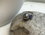 Elly’s 11.3mm Tahitian platinum hunter ocean Pearl Ring: Extreme luster mirrored, S925 silver adjustable Ring. Pearl Jewelry Idea.