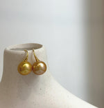 Elly’s 11.7mm Edison deep gold Pearls Earrings hooks: Extreme luster Mirrored, 2.2cm high, S925 silver cool earrings.
