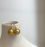 Elly’s 11.7mm Edison deep gold Pearls Earrings hooks: Extreme luster Mirrored, 2.2cm high, S925 silver cool earrings.