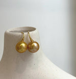 Elly’s 11.7mm Edison deep gold Pearls Earrings hooks: Extreme luster Mirrored, 2.2cm high, S925 silver cool earrings.
