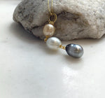 Tri 9.5-10.2mm South sea golden Tahitian Australian White pearls pendant: Extreme luster mirrored, 5.8cm high, S925 silver necklace set.