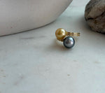 Elly’s Double South sea golden Tahitian ocean pearls Snake Ring: Extreme luster mirrored, 9.6-9.9mm, S925 silver adjustable cool Ring.