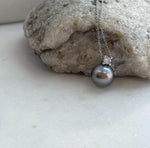 Elly’s 11.1mm Tahitian silver platinum ocean Pearl pendant: Extreme luster mirrored, S925 silver minimalist pendant, 1.5cm high.