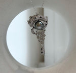Elly’s Tahitian platinum Ocean Pearl Leopard Brooch pendant 2in1: Extreme luster mirrored, 10.2mm, 2.2x4.7cm, no chain.