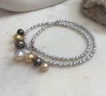 Elly’s 7pcs Tahitian South sea white golden ocean pearls necklace:Extreme luster, 9.1-12.6mm, 17.7”, S925 silver necklace.