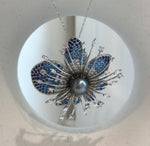 Elly’s Tahitian platinum Ocean Pearl Floral Brooch pendant 2in1: Extreme luster mirrored, 10.3mm, 5cm dia, no chain.