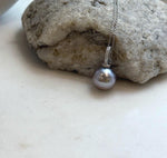 Elly’s 12mm Tahitian platinum ocean Pearl pendant: Extreme luster mirrored, S925 silver minimalist pendant, 2.1cm high.