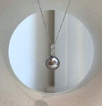 Elly’s 12mm Tahitian platinum ocean Pearl pendant: Extreme luster mirrored, S925 silver minimalist pendant, 2.1cm high.