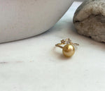 Elly’s 9.8mm South sea deep gold ocean pearl Stars Ring: Extreme luster mirrored, S925 silver with gold plated adjustable Vintage Ring.