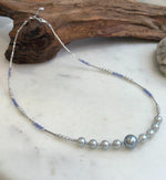 Elly’s Akoya Tahitian ocean pearls Designed Necklace: Extreme luster mirrored, S925 silver Tanzanite Designed necklace, to 18.5”.