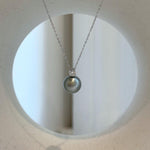 Elly’s 10.4mm Tahitian silver blue ocean Pearl pendant: Extreme luster mirrored, 1.4cm high, S925 silver pendant.