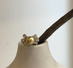 Elly’s 9.7mm South sea deep Tea gold ocean pearl Ring: Extreme luster, 1.2x2cm, S925 silver with gold plated adjustable Vintage Ring.