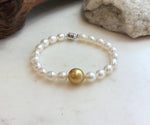Elly’s 11.2mm South sea deep tea golden Freshwater Pearls Bracelet: Extreme luster mirrored, S925 silver Bracelet. Knotted 7.5”.