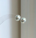 Elly’s 9.5mm Edison white blue Pearls Earrings: Extreme luster Mirrored, S925 silver cool minimalist earrings studs.