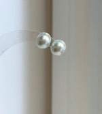 Elly’s 9.5mm Edison white blue Pearls Earrings: Extreme luster Mirrored, S925 silver cool minimalist earrings studs.
