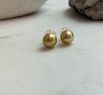 Elly’s 9.9mm Genius natural South sea Deep Tea Gold ocean Pearls Earrings studs: Extreme luster, S925 silver minimalist earrings studs.