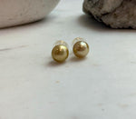 Elly’s 9.9mm Genius natural South sea Deep Tea Gold ocean Pearls Earrings studs: Extreme luster, S925 silver minimalist earrings studs.