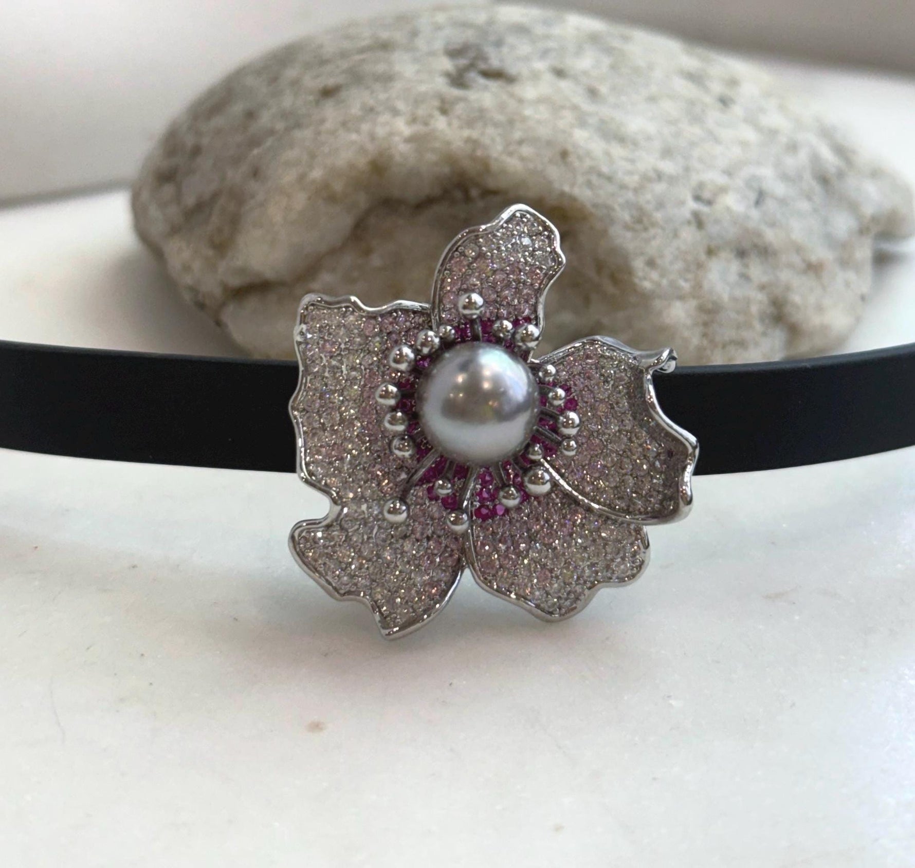 Elly’s Tahitian Silver platinum Ocean Pearl Genius Leather Strap Bracelet: 10.8mm, extreme luster mirrored, for 5.7”- 7.3” wrist.