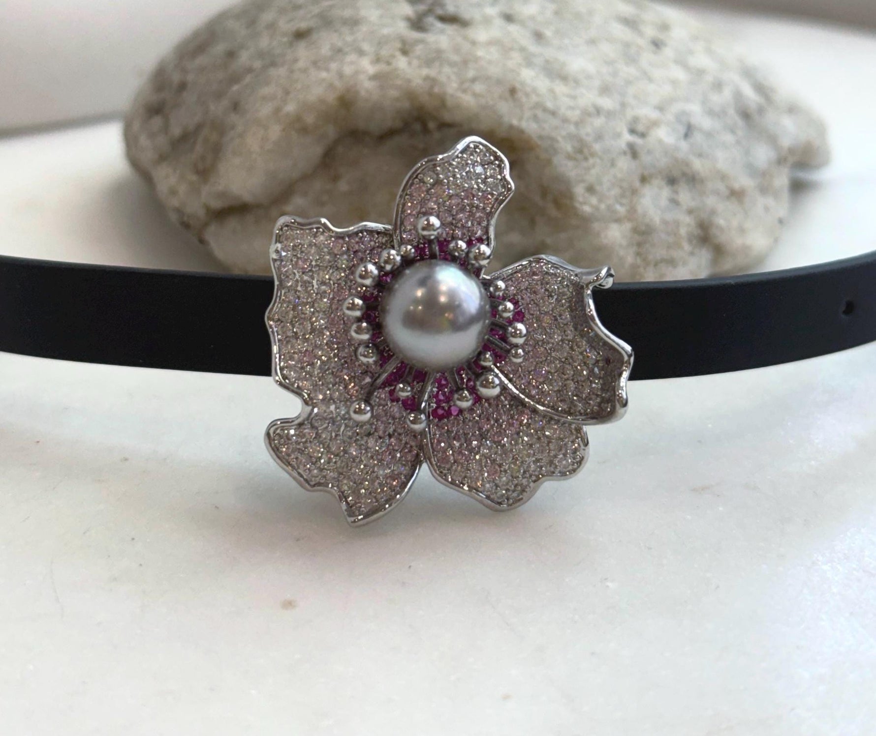 Elly’s Tahitian Silver platinum Ocean Pearl Genius Leather Strap Bracelet: 10.8mm, extreme luster mirrored, for 5.7”- 7.3” wrist.