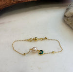 Elly’s 7.7mm Akoya ivory Ocean Pearls bracelet: Extreme luster, to 7.1”, S925 silver Malachite bracelet.