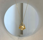 Elly’s 10mm South Sea deep Gold ocean Pearl pendant: Extreme luster mirrored, S925 silver Headphone pendant, 1.4x1.3cm.