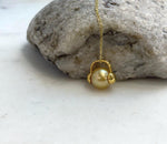 Elly’s 10mm South Sea deep Gold ocean Pearl pendant: Extreme luster mirrored, S925 silver Headphone pendant, 1.4x1.3cm.