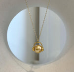Elly’s 10mm South Sea deep Gold ocean Pearl pendant: Extreme luster mirrored, S925 silver Headphone pendant, 1.4x1.3cm.