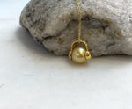 Elly’s 10mm South Sea deep Gold ocean Pearl pendant: Extreme luster mirrored, S925 silver Headphone pendant, 1.4x1.3cm.