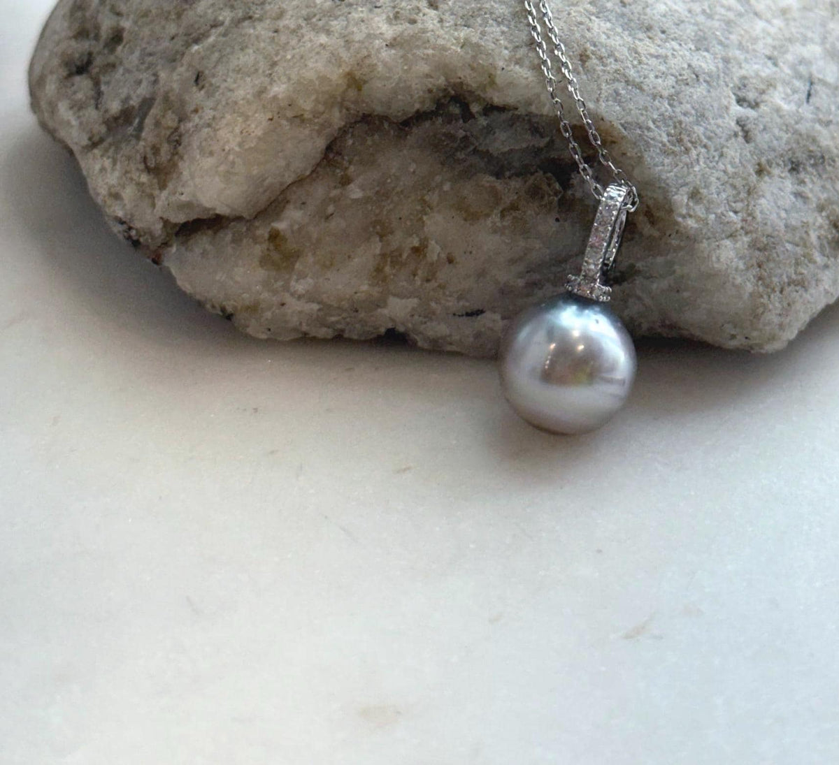 Elly’s 12mm Tahitian Taupe ocean Pearl pendant: Extreme luster mirrored, S925 silver minimalist pendant, 2.2cm high.