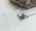 Elly’s 9.1mm Tahitian ocean Pearl Dolphin pendants chain set: Extreme luster, S925 silver chain set.
