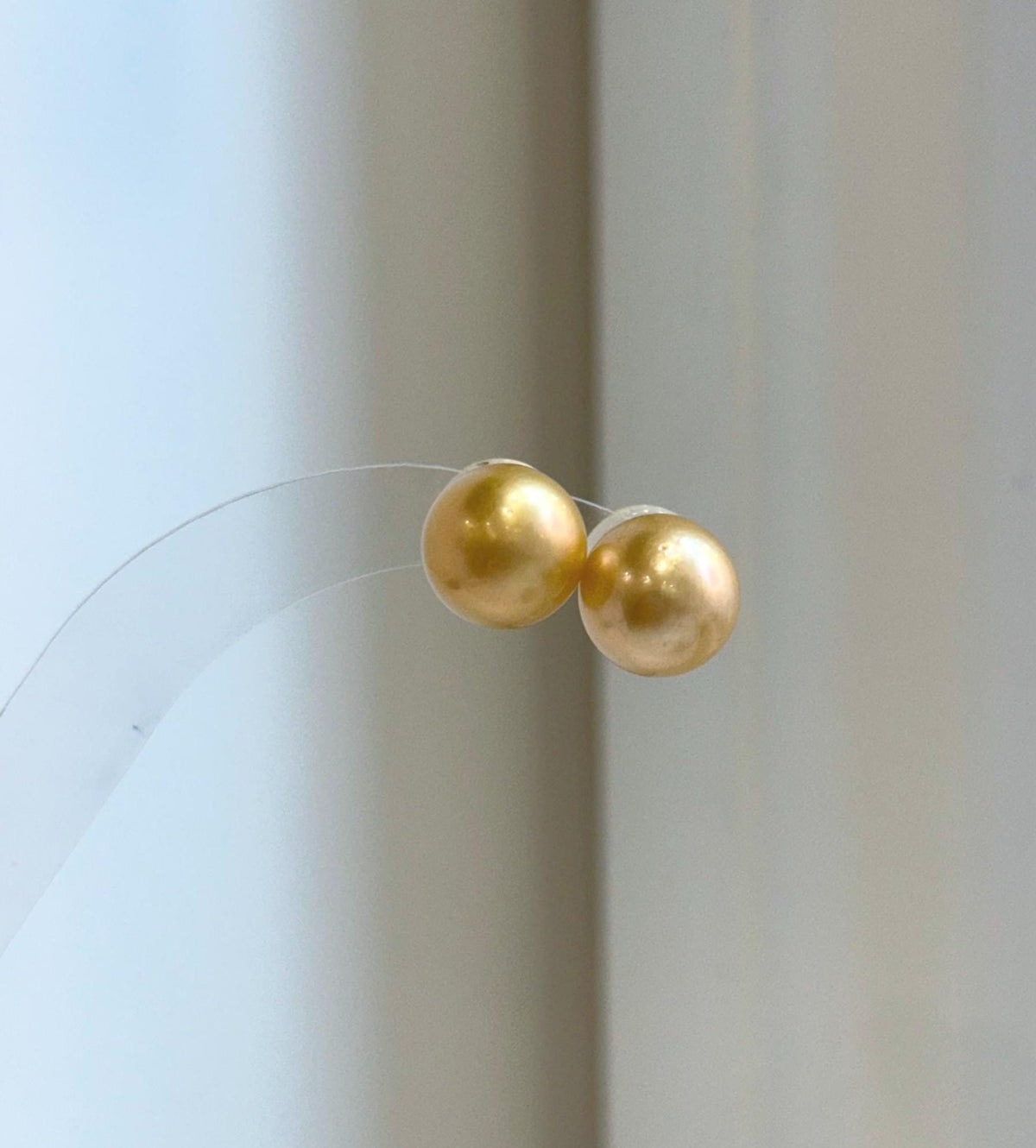 Elly’s 11.6mm Genius natural South sea Deep Gold ocean Pearls Earrings studs: Extreme luster, S925 silver minimalist earrings studs.