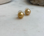 Elly’s 11.6mm Genius natural South sea Deep Gold ocean Pearls Earrings studs: Extreme luster, S925 silver minimalist earrings studs.