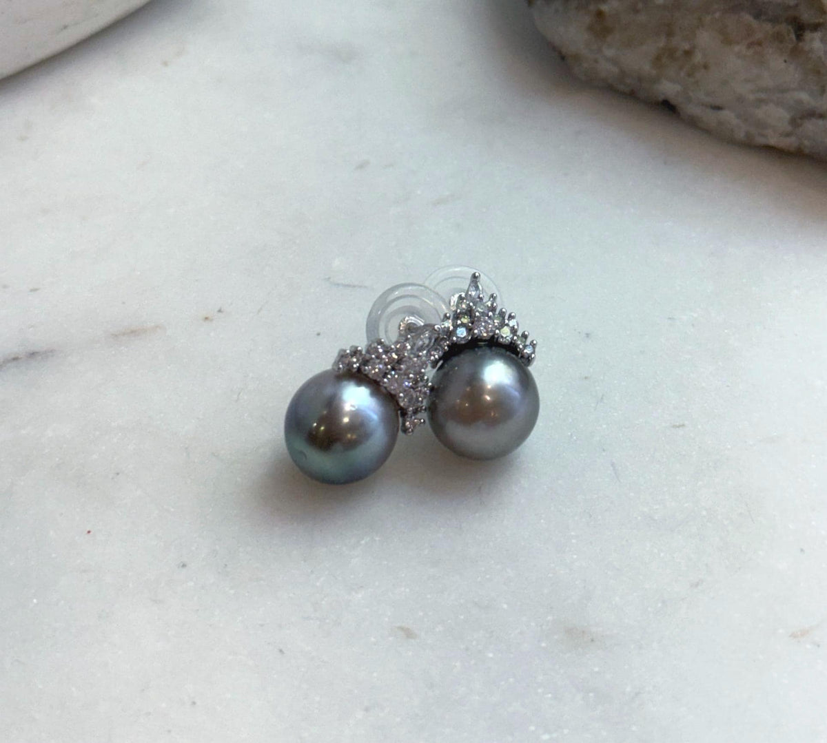 Elly’s 11.5mm Tahitian Platinum ocean Pearls Earrings: Extreme luster Mirrored, 2cm high, S925 silver cool fancy earrings.