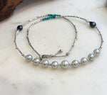 Elena Elly’s 9pcs 7.1-8.5mm Akoya ocean pearls Designed Necklace: Extreme luster mirrored, S925 silver necklace, to 21.3”.