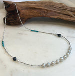 Elena Elly’s 9pcs 7.1-8.5mm Akoya ocean pearls Designed Necklace: Extreme luster mirrored, S925 silver necklace, to 21.3”.