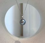 Elly’s 11.7mm Tahitian platinum ocean Pearl pendant: Extreme luster mirrored, S925 silver minimalist pendant, 2.1cm high.
