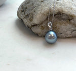 Elly’s 11.7mm Tahitian platinum ocean Pearl pendant: Extreme luster mirrored, S925 silver minimalist pendant, 2.1cm high.