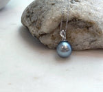 Elly’s 11.7mm Tahitian platinum ocean Pearl pendant: Extreme luster mirrored, S925 silver minimalist pendant, 2.1cm high.