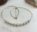 Elly’s 9pcs 7.2-8.1mm Akoya ocean pearls Designed Necklace: Extreme luster mirrored, S925 silver necklace, to 19.5”.