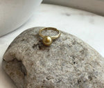 Elly’s 8.6mm South sea deep tea gold ocean pearl Ring: Extreme luster mirrored, S925 silver with gold plated adjustable Vintage Ring.