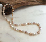 Elly’s 5.8-7.4mm Freshwater Multicolored Pearls Necklace Strand: Extreme luster mirrored, 18.3”, S925 silver necklace.
