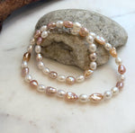 Elly’s 5.8-7.4mm Freshwater Multicolored Pearls Necklace Strand: Extreme luster mirrored, 18.3”, S925 silver necklace.