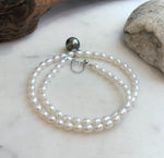 Elly’s 11.8mm Tahitian Platinum black ocean Freshwater white Pearls Necklace: extreme luster, S925 silver necklace. To 18.1”.