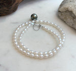 Elly’s 11.8mm Tahitian Platinum black ocean Freshwater white Pearls Necklace: extreme luster, S925 silver necklace. To 18.1”.