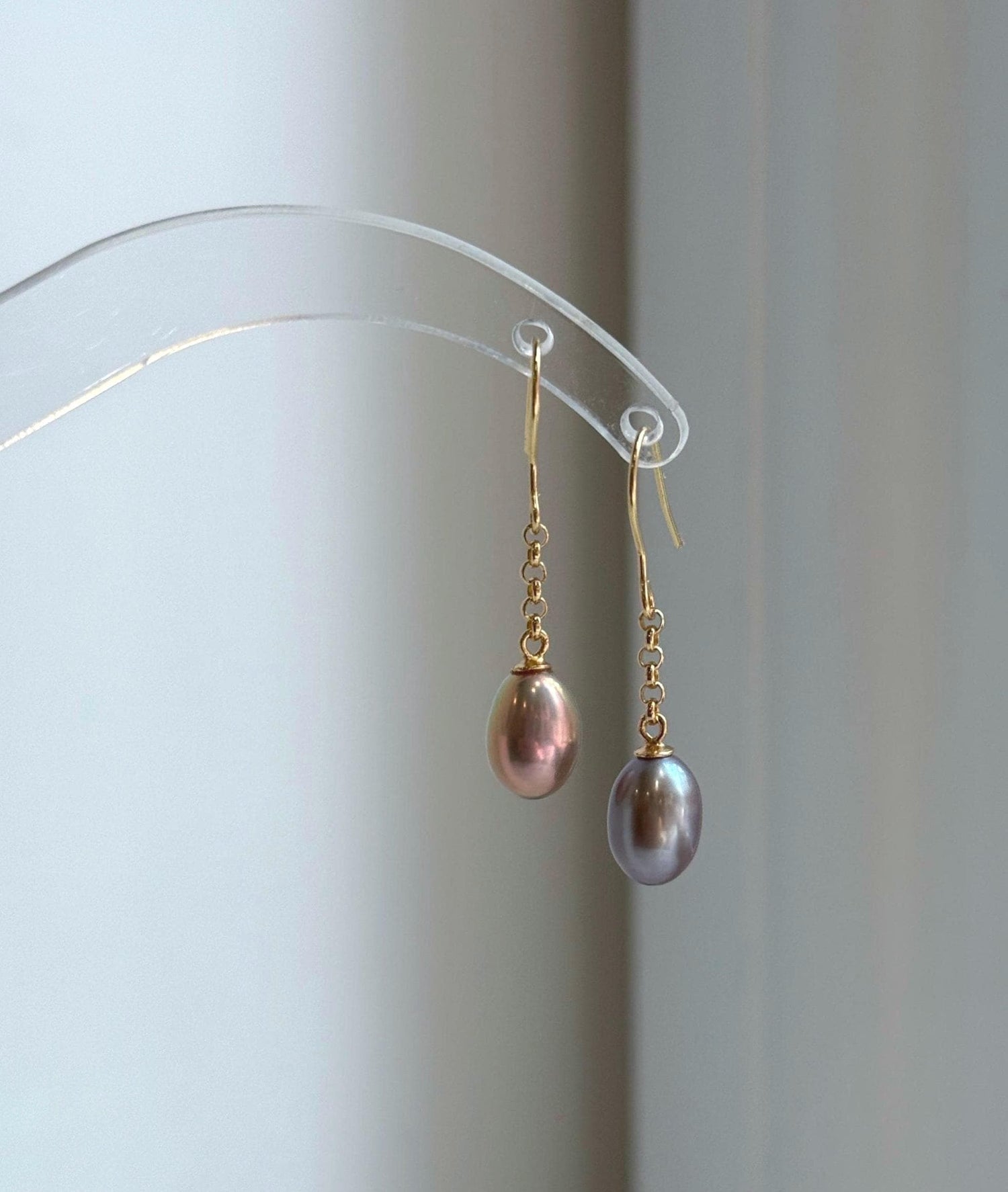 Elly’s 2 pairs Extremely strong luster natural Freshwater pearls s925 silver strip waterdrop strip earrings. Daily cool AB earrings.