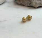 Elly’s 8.7mm Genius natural South sea Deep Tea Gold ocean Pearls Earrings studs: Extreme luster, S925 silver minimalist earrings studs.